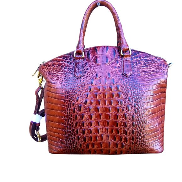 Brahmin NEW Large Croc Embossed Pecan Duxbury Bag NWOT $325 - Picture 2 of 10